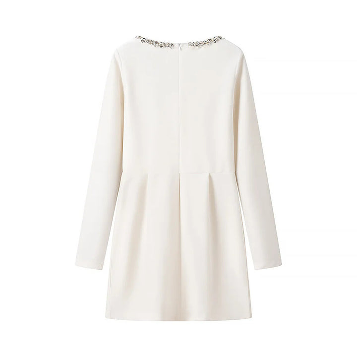 Damen nan elegantes Minikleid mit quadratischem Ausschnitt und Kristallbesatz Drune