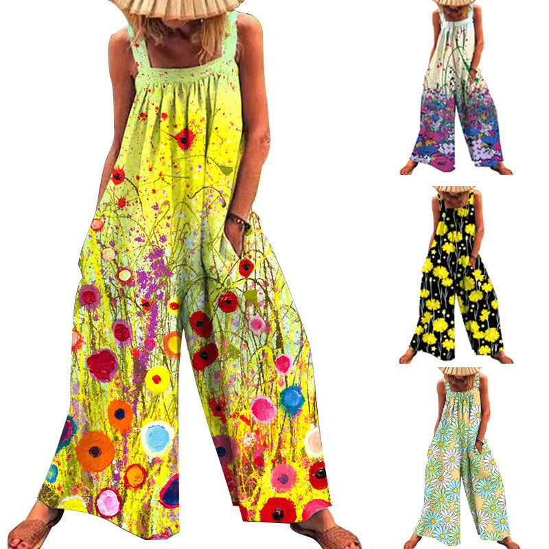 Damen Übergröße Jumpsuit mit floralem Muster und praktischen Taschen Drune