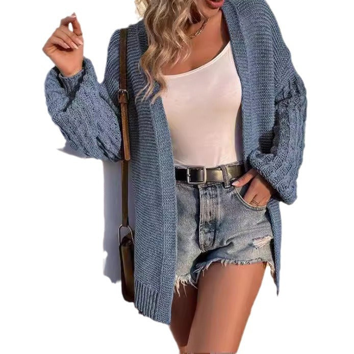 Damen Lässiger Strickcardigan mit weitem Schnitt und voluminösen Ärmeln Drune