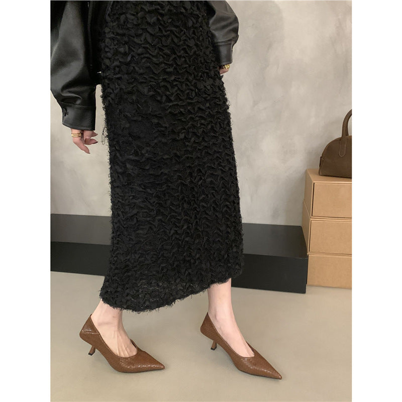 Damen Elegante spitz zulaufende Flechtleder-Pumps mit sculpted Kitten-Absatz Drune