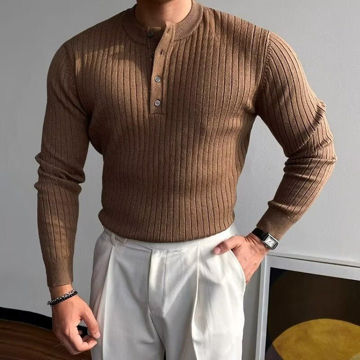 Herren Modisches Langarm-Rippstrickshirt Drune