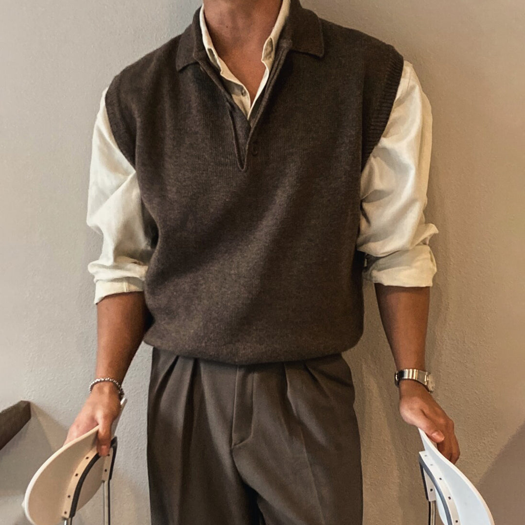 Herren Modisches Kurzarm Strickoberteil mit Reißverschluss Drune 1787964672