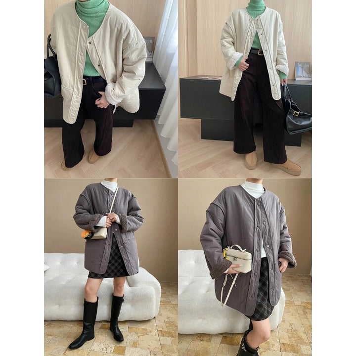 Damen lässige Steppjacke mit kuscheligem Innenfutter und praktischen Taschen Drune