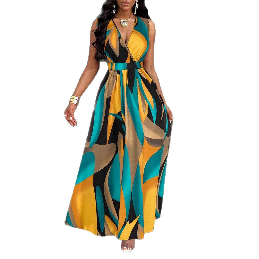 Damen Maxi-Kleid mit elegantem V-Ausschnitt Drune