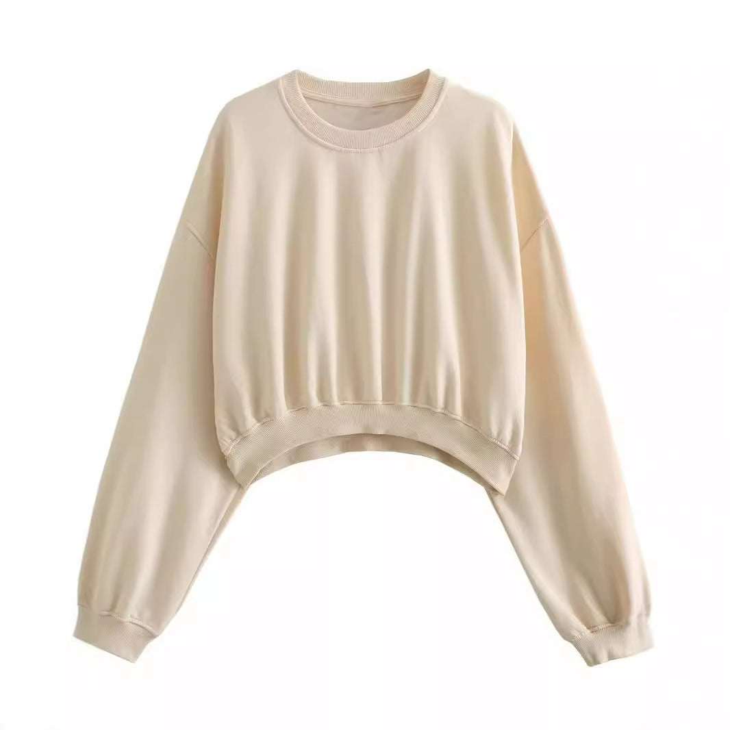 Damen Kurzes Oversize‑Sweatshirt mit gerafftem Saum und Ballonärmeln Drune