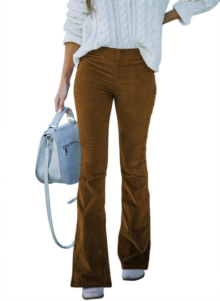 Damen Samt-Flared-Hose Drune