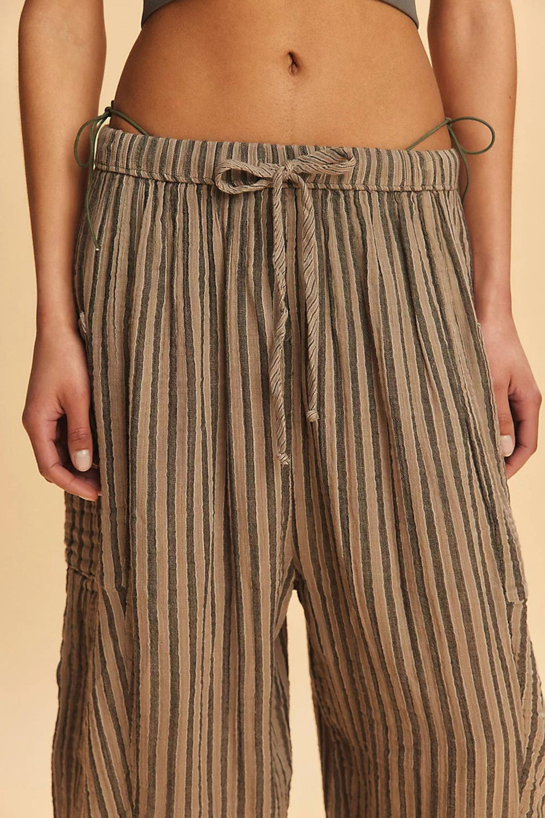 Damen lässige Weite Sommer-Hose mit elastischem Bund und praktischen Taschen Drune