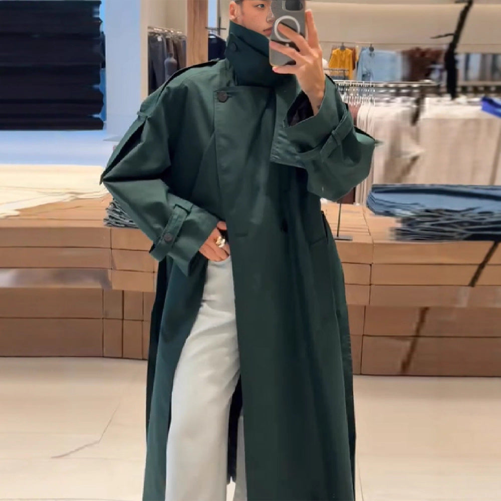 Damen Modischer Trenchcoat mit praktischem Gürtel Drune