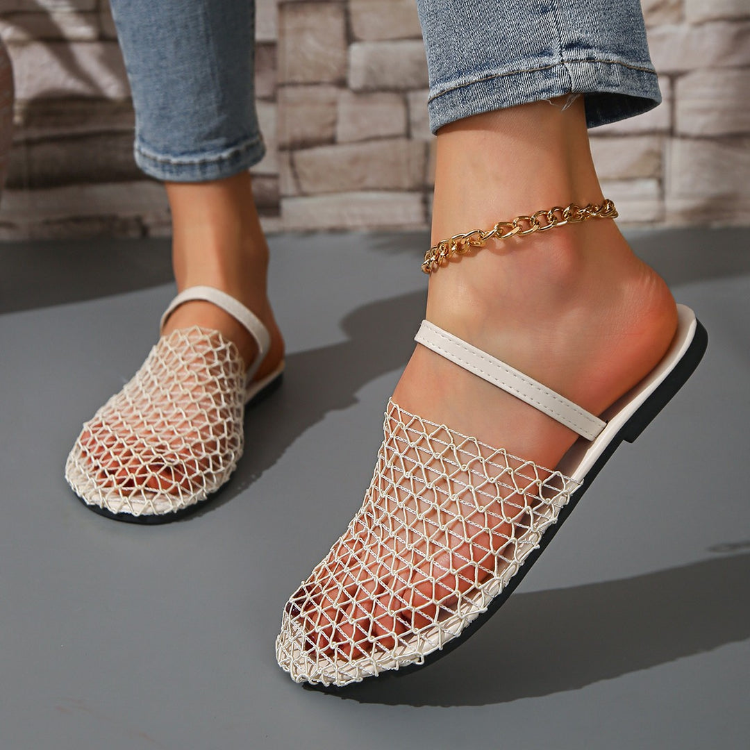 Damen  gewebte Netz-Mules mit Slip-On-Funktion, offener Ferse und flexiblem Leichtsohlen-Design Drune