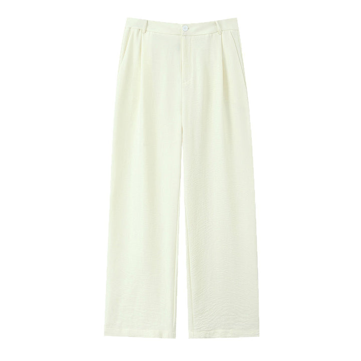 Damen Leicht fallende Highwaist Palazzohose mit weitem Bein und Bügelfalte Drune