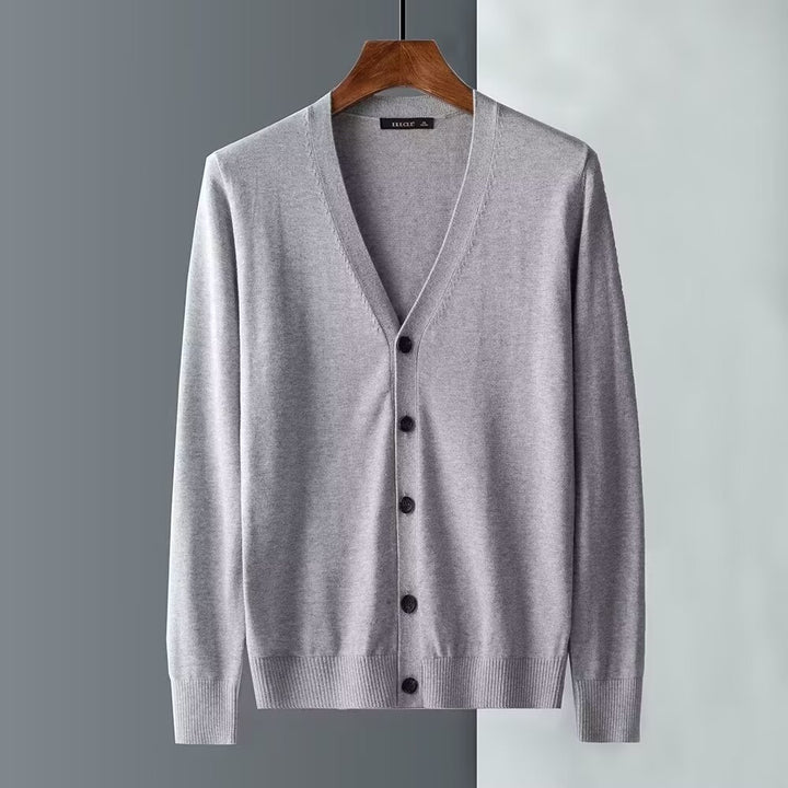 Herren Elegante Strickjacke mit V-Ausschnitt und Knopfverschluss Drune