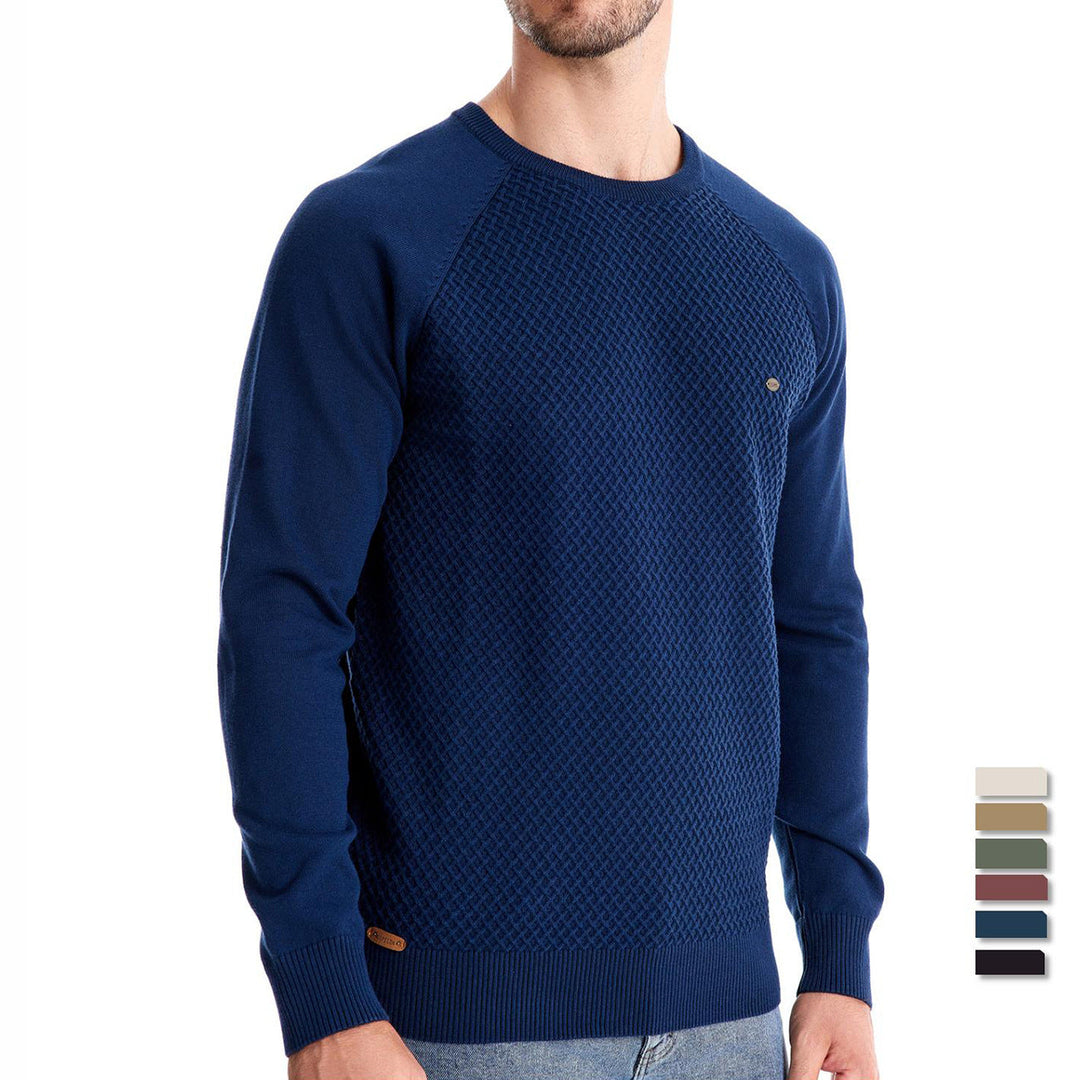 Herren Strickpullover mit modernem Strukturmuster und Rundhalsausschnitt Drune