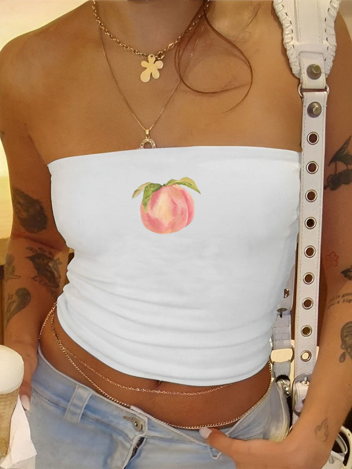 Damen Bandeau-Oberteil mit fruchtigem Motiv und figurbetontem Schnitt Drune