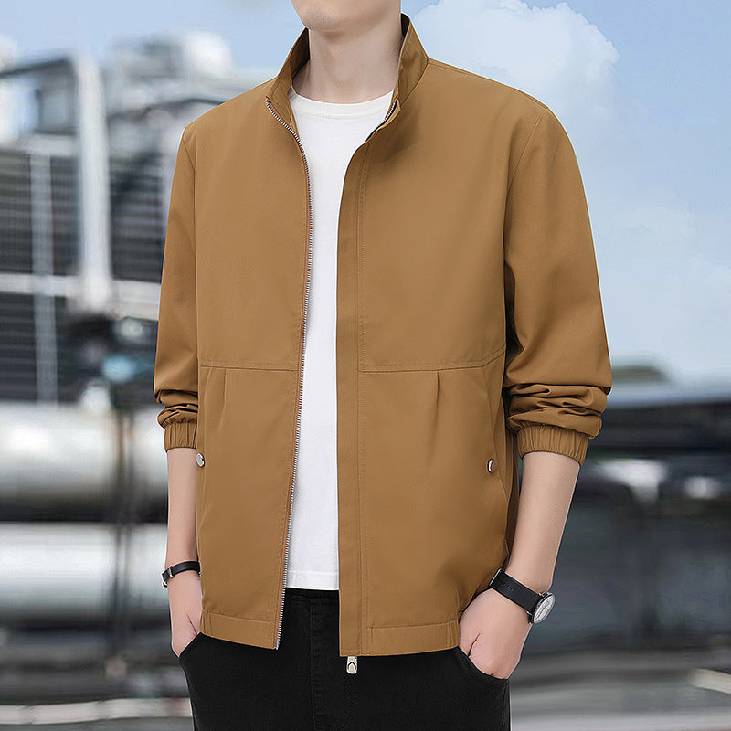 Herren Leichte Urban-Windjacke mit Stehkragen, Reißverschluss und elastischen Bündchen Drune