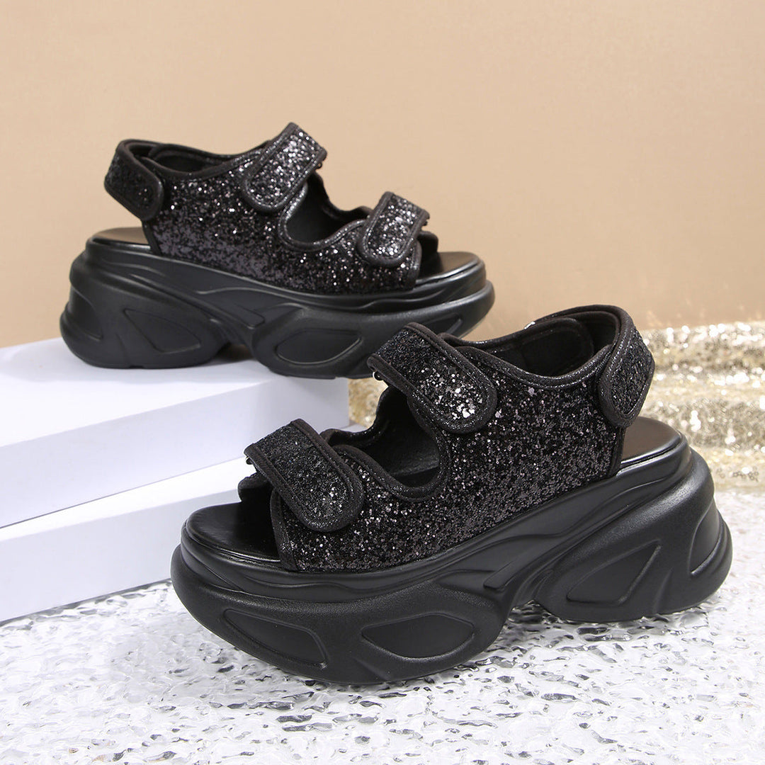 Damen Plateau-Sandalen mit verziertem Riemen und komfortabler Sohle Drune