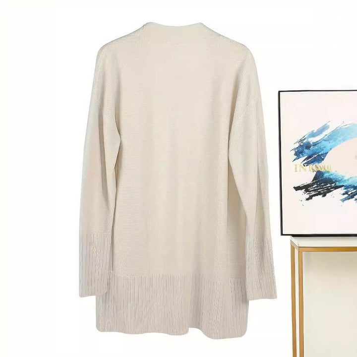 Damen lässiger Strickcardigan mit offenem Front und praktischen Taschen Drune