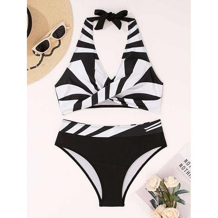 Damen Hochgeschnittener Bikini mit kreativem Wickeldesign Drune