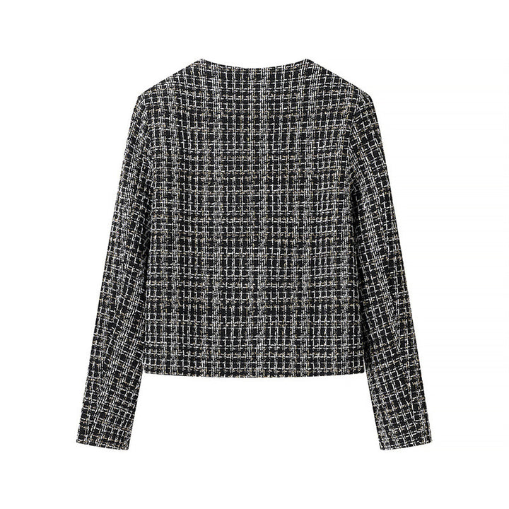 Damen elegante Tweedjacke mit goldenen Knöpfen Drune