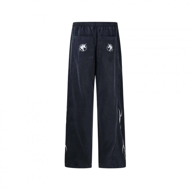 Herren weite Sweatpants im Baggy‑Cut mit Elastikbund, Kordelzug und geraffter Kniepartie Drune