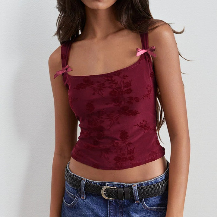 Damen Blumendesign Crop-Top Drune