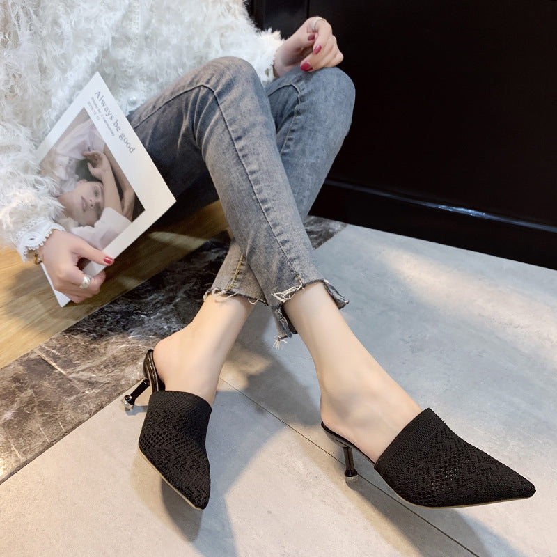 Damen Modische Mules mit eleganter Spitze und bequemen Absatz Drune