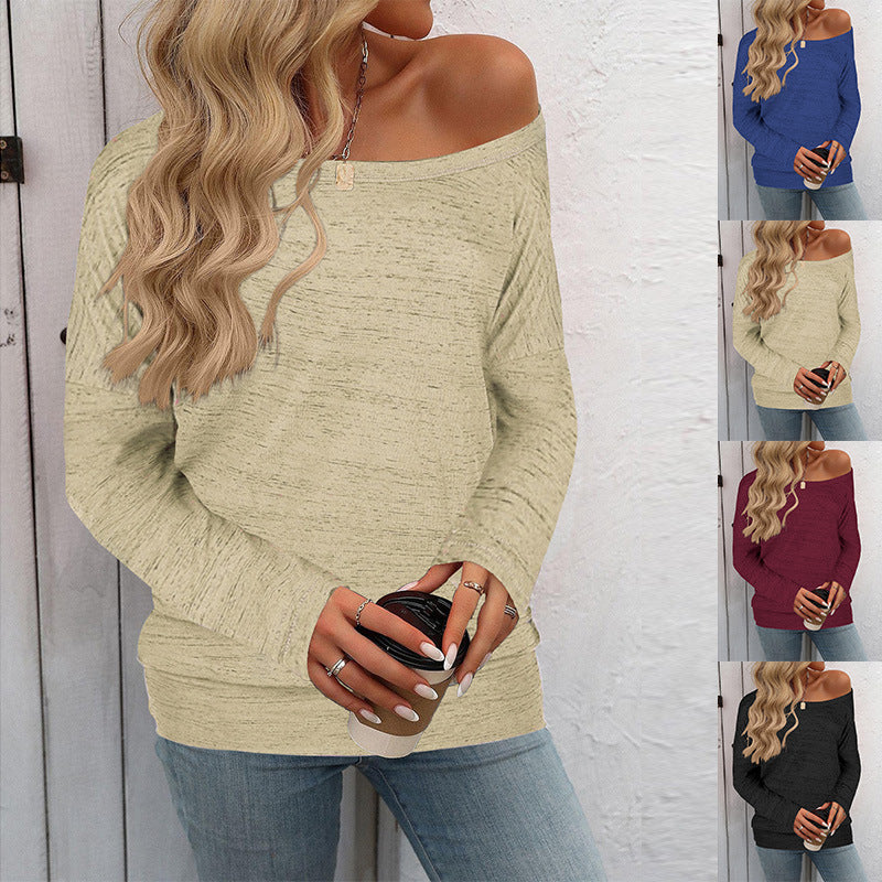 Damen Oversize off-shoulder feinstrick Pullover mit weitem Bootsausschnitt Drune