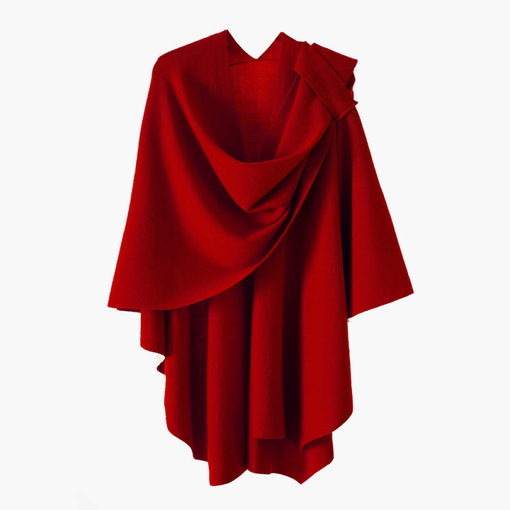 Damen Kapuzenponcho aus Feinstrick mit asymmetrischem Saum Drune