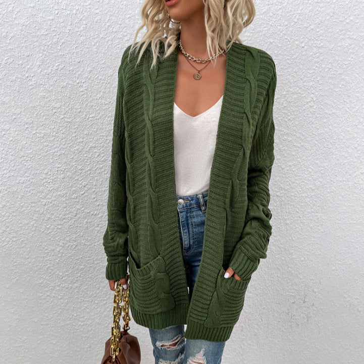 Damen Grobstrick Cardigan mit lässigem Design und praktischen Taschen Drune