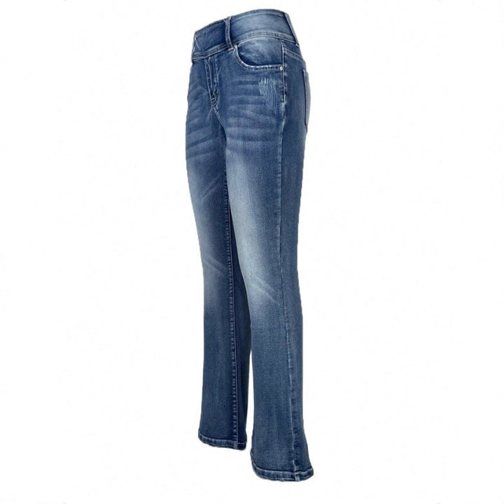 Damen High-Waist Bootcut-Jeans mit sculptender Nahtführung und leichtem Vintage-Finish Drune