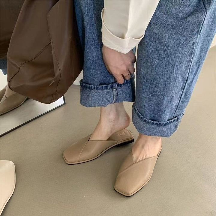 Damen Slip-On Pantoletten mit kunstlederner Oberfläche und bequemem Fußbett Drune