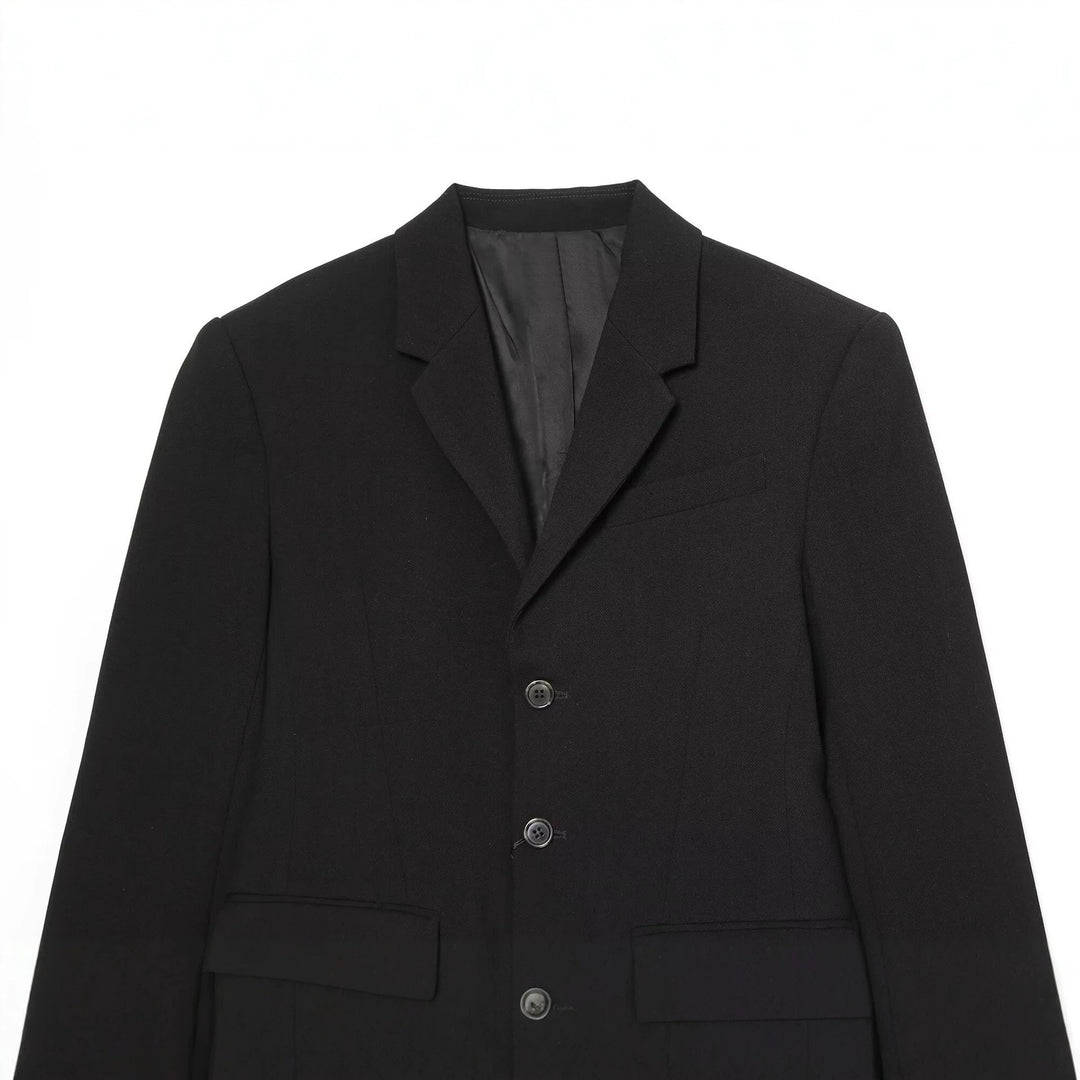 Damen Langer Blazer mit Reverskragen, tailliertem Schnitt und drei Knöpfen Drune