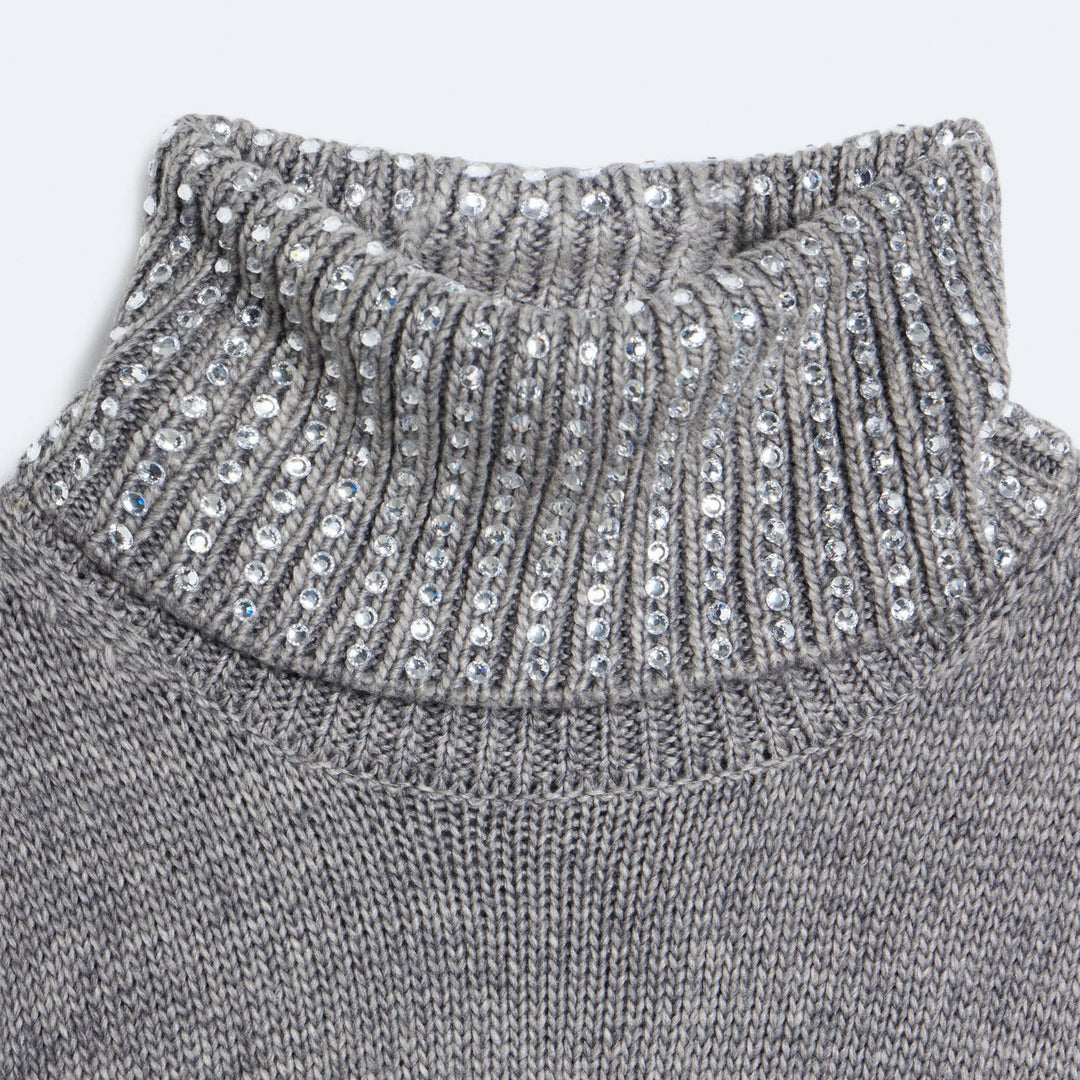 Damen Strickpullover mit hohem Kragen und passendem Shorts-Set Drune