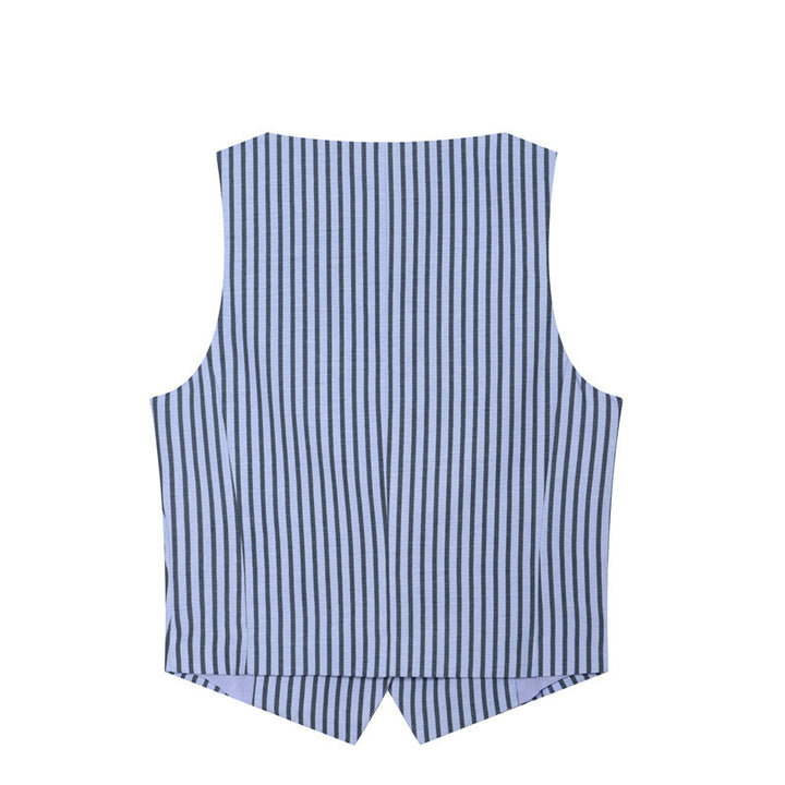Damen Hochtaillierte weite Palazzo‑Hose mit Bundfalten, Bügelfalte und vertikalem Nadelstreifen Drune