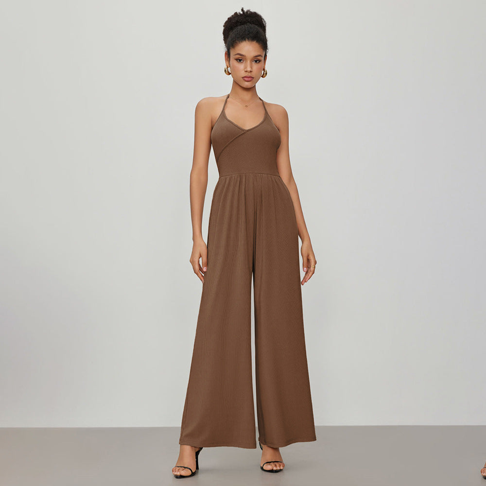 Damen Jumpsuit mit elegantem V-Ausschnitt und lockerem Schnitt Drune