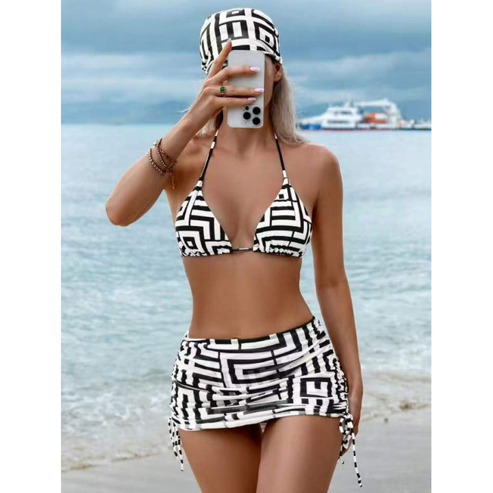 Damen Triangel-Bikini mit modischem geometrischem Design und verstellbaren Trägern Drune