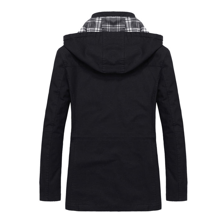 Herren leichter Kapuzen‑Fieldparka aus Baumwollmix mit karierter Innenfütterung Drune