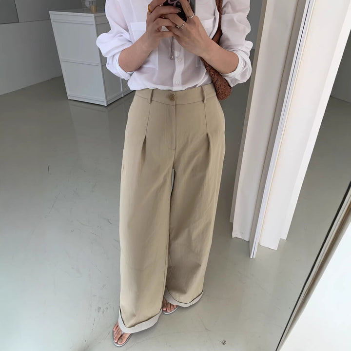 Damen Modische Chinohose mit weitem Schnitt Drune