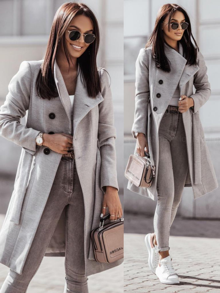 Damen Eleganter Trenchcoat aus hochwertigem Material mit taillierbarem Gürtel und stilvollem Schnitt Drune