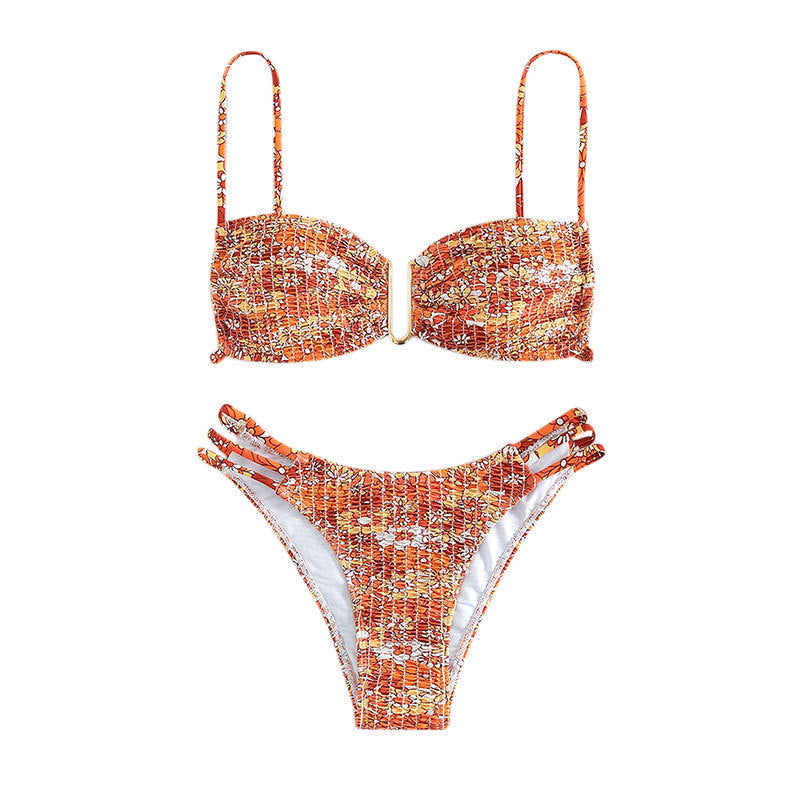 Damen Bikini-Set mit verspieltem Mustermix und modernen Schnürdetails Drune