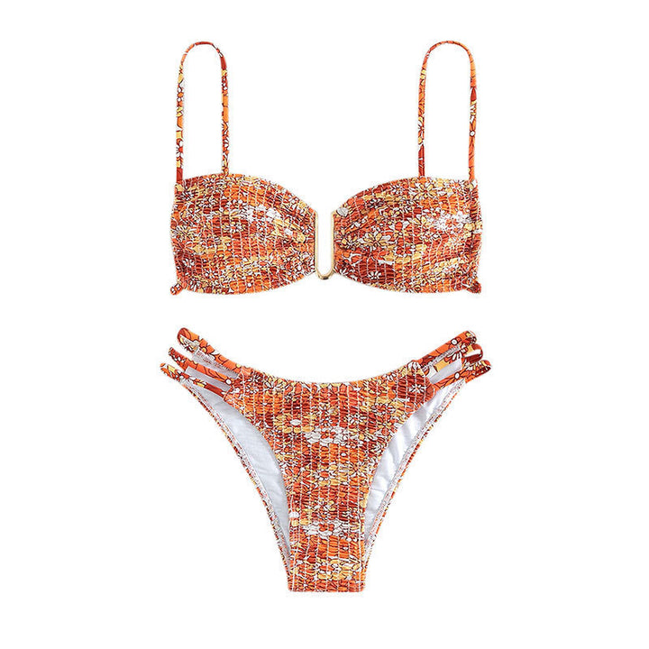 Damen Bikini-Set mit verspieltem Mustermix und modernen Schnürdetails Drune