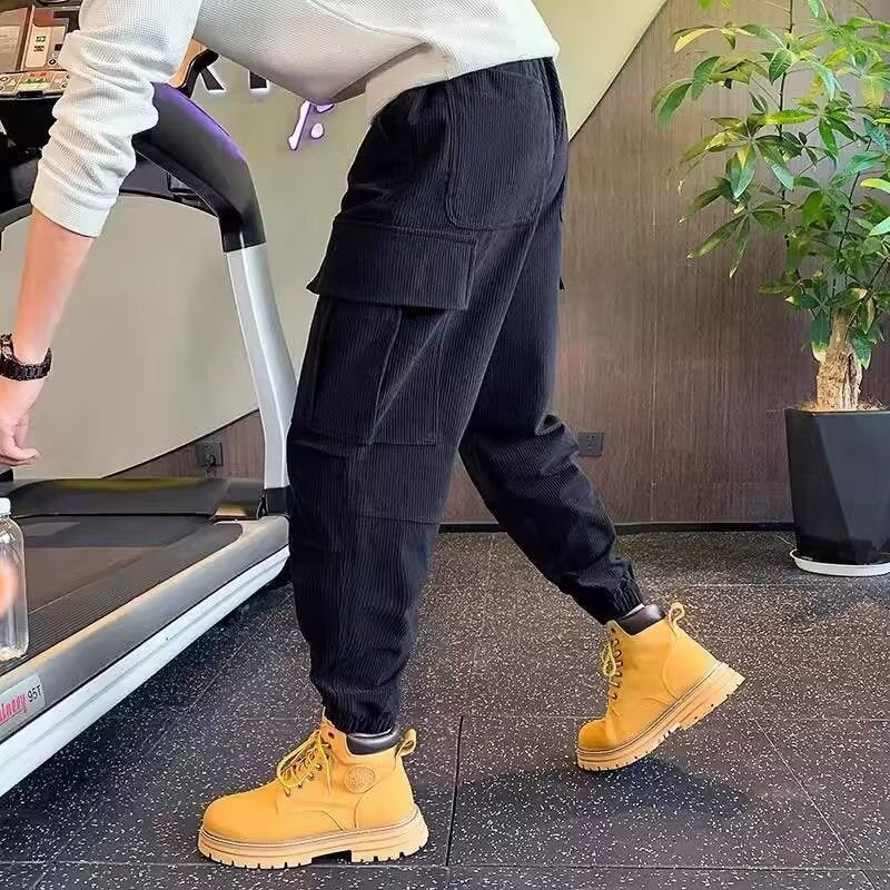 Herren Cargo-Jogginghose aus Cordoptik mit Mehrfach‑Taschen und elastischem Saum Drune