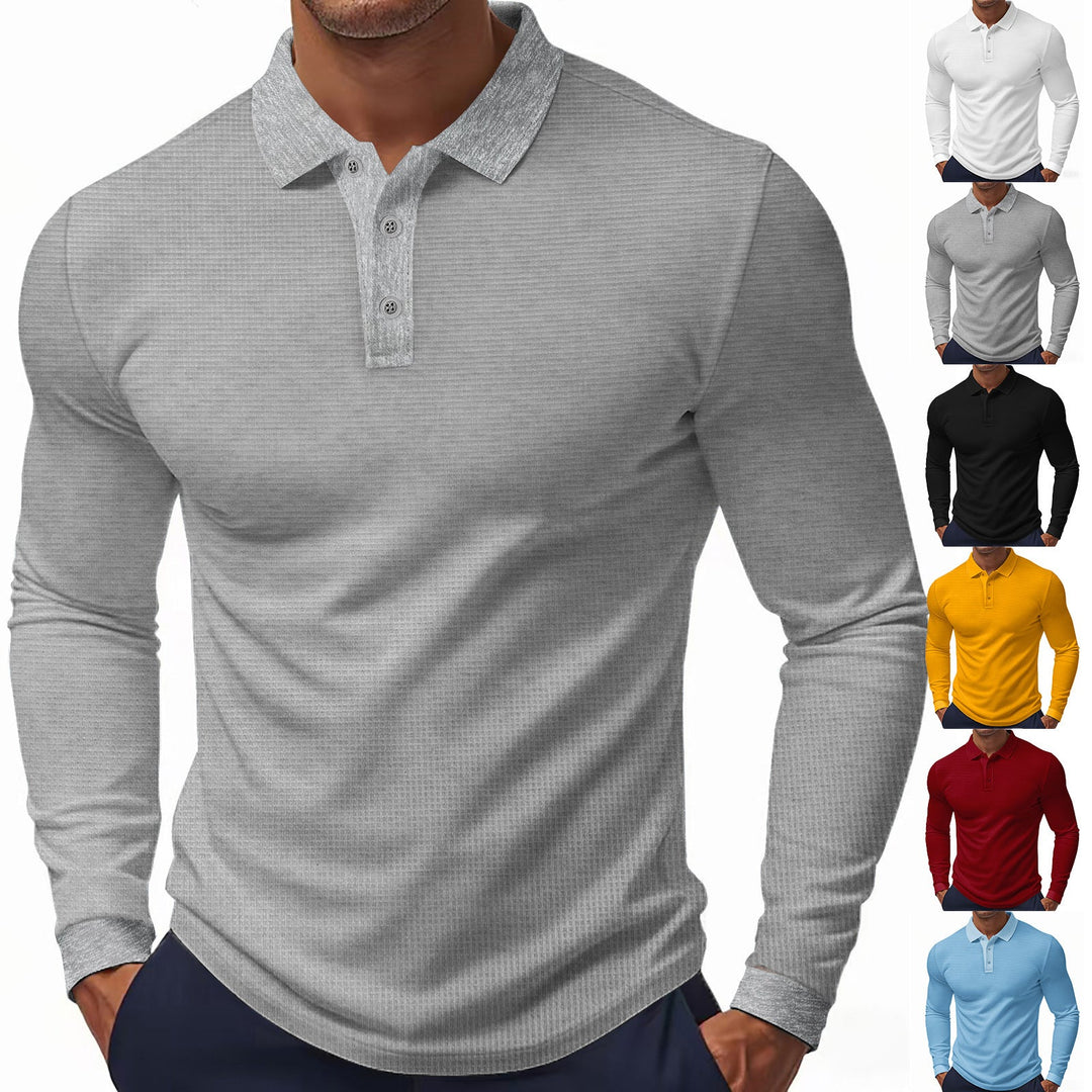 Herren Langarm-Polohemd im strukturierten Design mit modernem Schnitt Drune