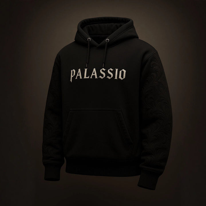 Unisex nan Premium-Hoodie mit tonaler Reliefstickerei an den Ärmeln, doppelter Kapuze und Kängurutasche Drune