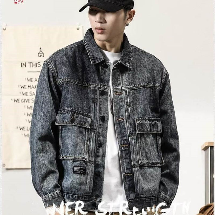 Herren Modische Denimjacke mit praktischen Taschen Drune