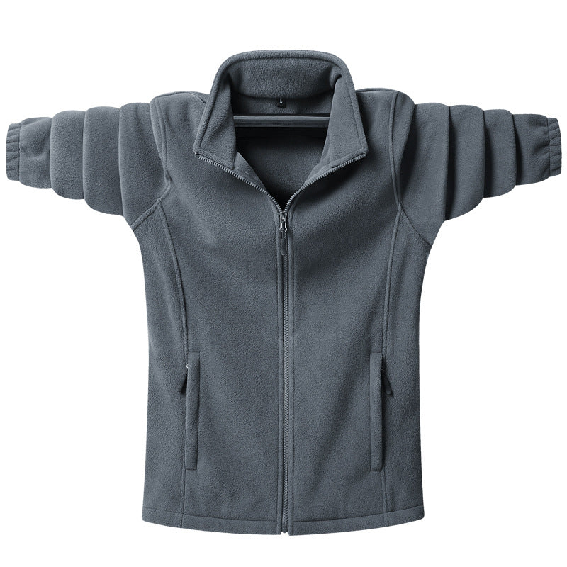 Herren klassische Fleecejacke mit durchgehendem Reißverschluss, Stehkragen und verdeckten Eingrifftaschen Drune