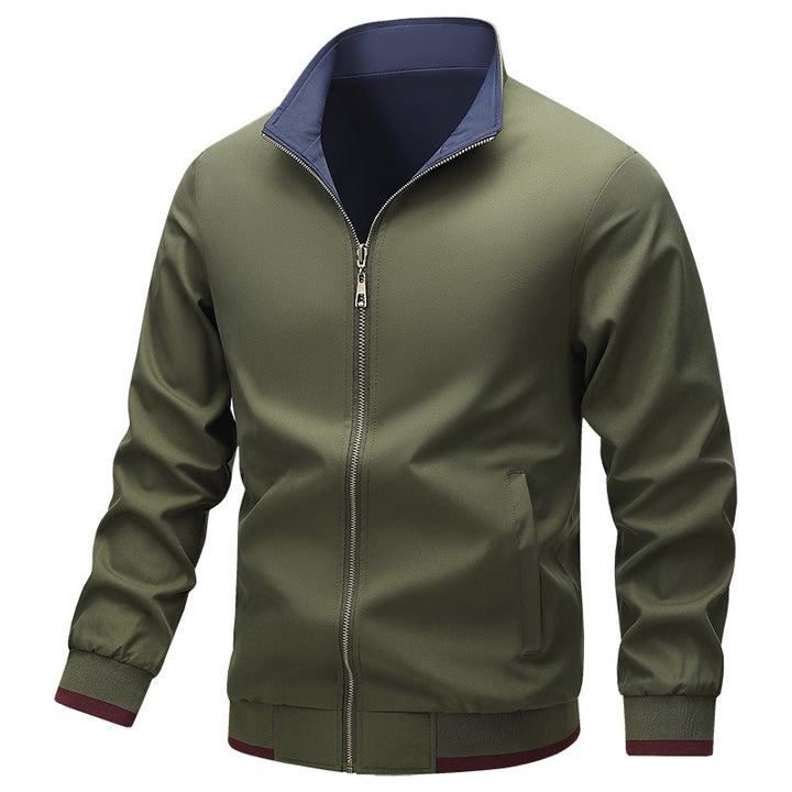 Herren Leichte Harringtonjacke mit Stehkragen, Reißverschluss und Kontrastbündchen Drune