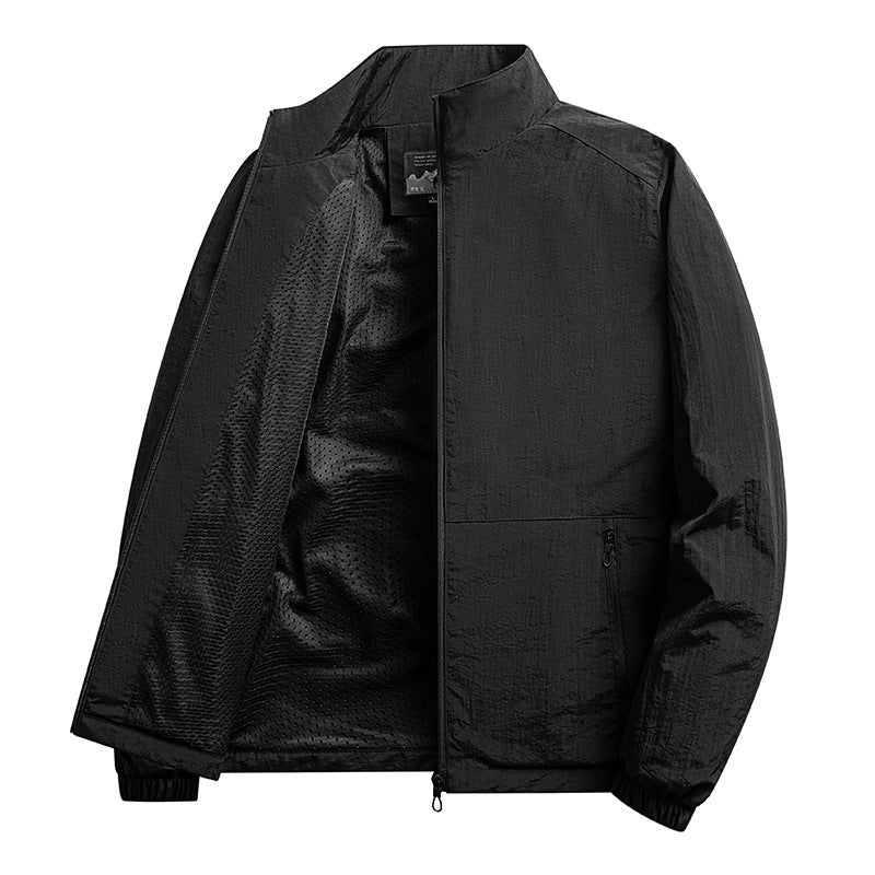 Herren Leichte windabweisende Fleecejacke mit Stehkragen und Reißverschlusstaschen Drune