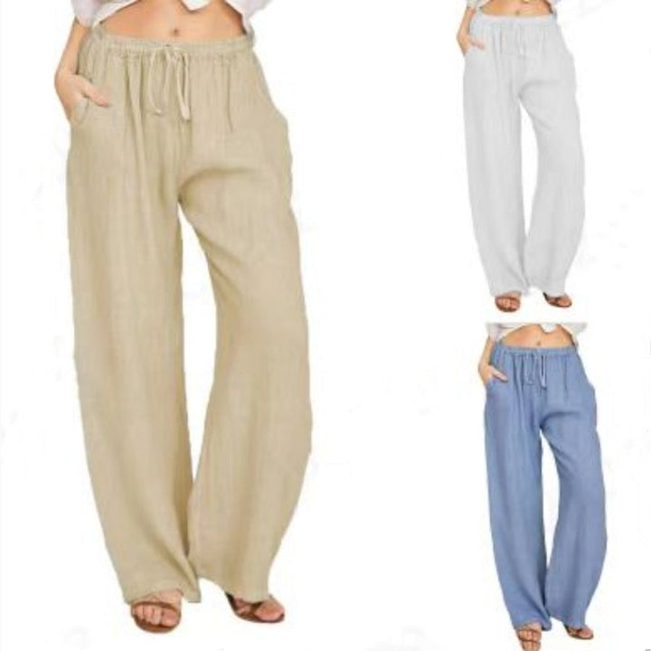 Damen Leinenhose mit weitem Bein und praktischen Seitentaschen Drune