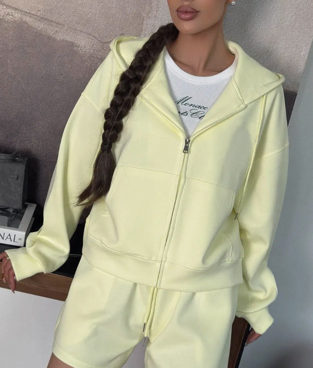 Damen bequeme Hoody-Shorts Kombination Drune