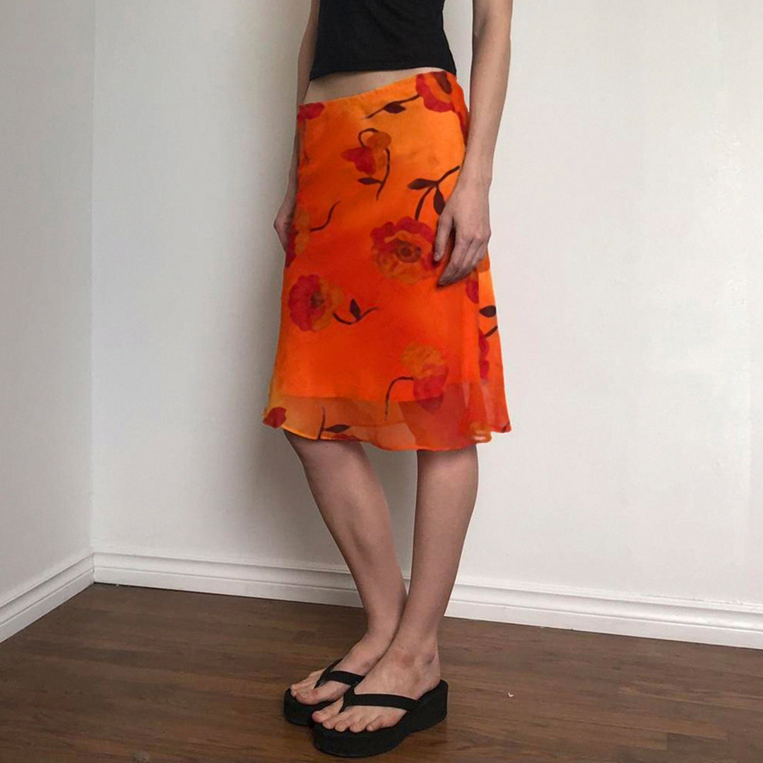Damen luftiger Maxirock mit floralem Muster Drune
